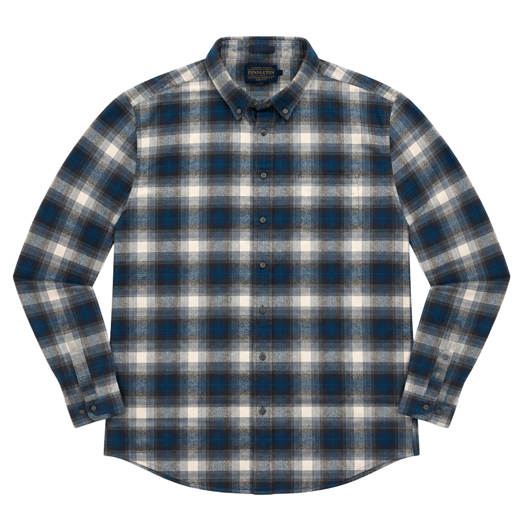 Pendleton Mason Plaid Flannel Button Down Shirt Size XXL Blue 1