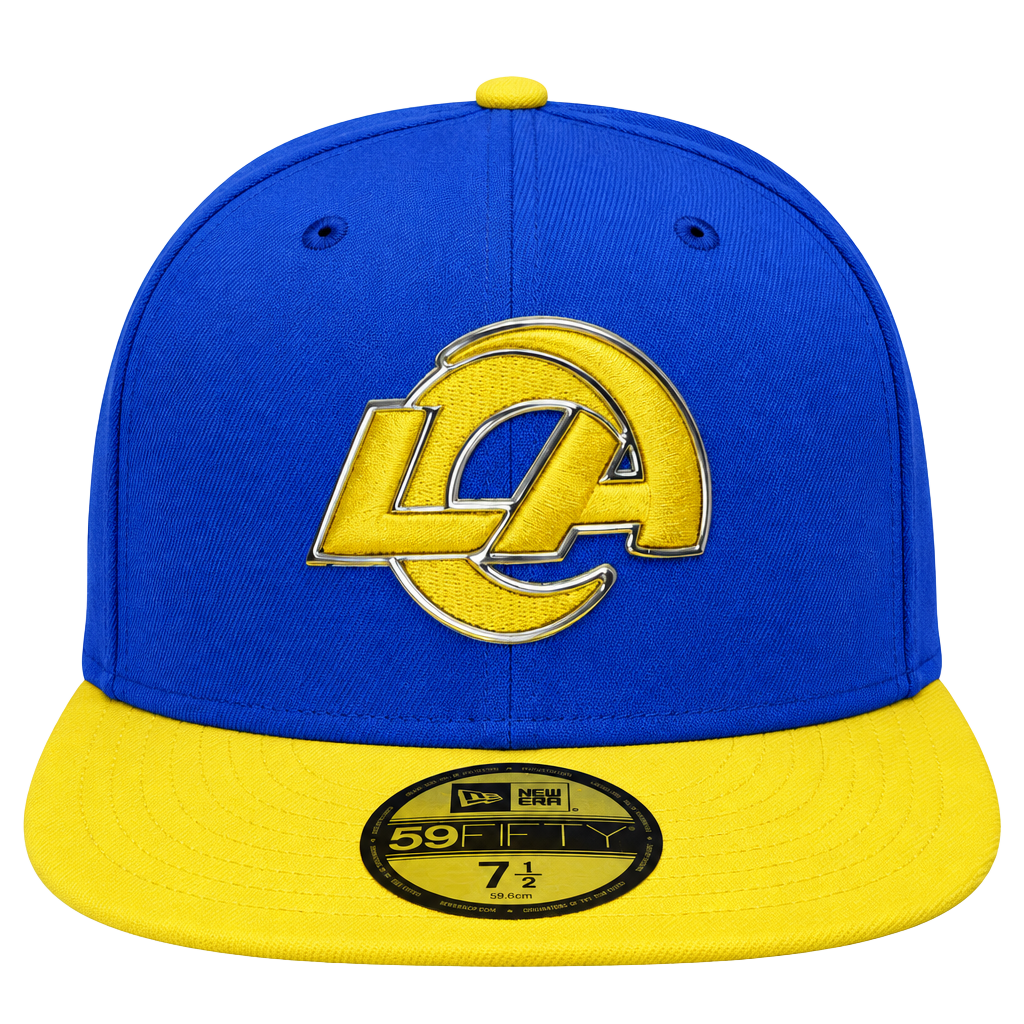 New Era Los Angeles Rams 59FIFTY Fitted Hat Royal Yellow Size 7 1/2 1