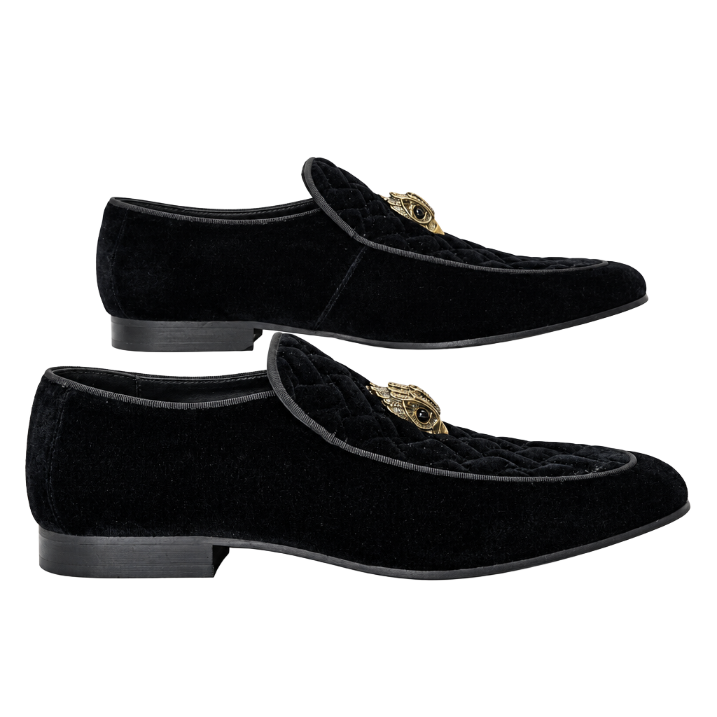 Kurt Geiger Hugh Eagle Black Velvet Loafers Gold Eagle Men’s US 9 EU 42 1