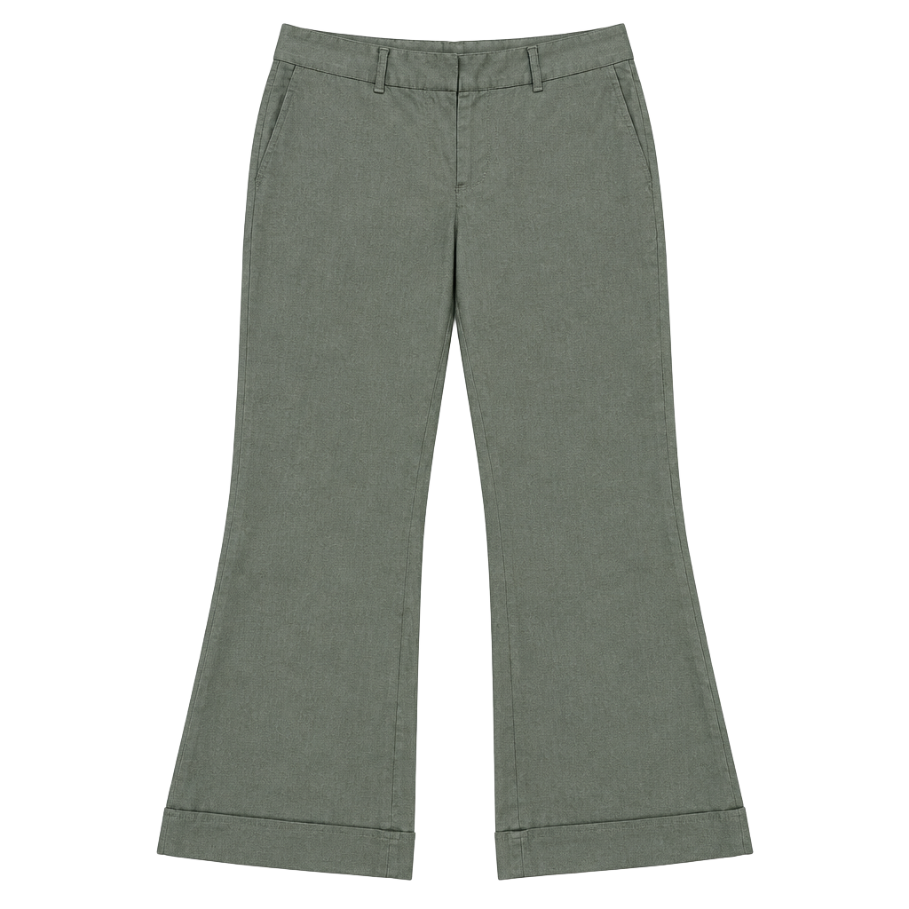 Bisou Bisou Michele Bohbot Pants Size 10 Green Twill Cropped 1
