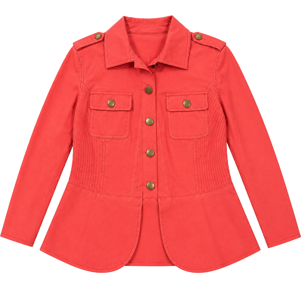 Work to Weekend Jacket Size 4 Coral Cotton Blend Peplum Utility 1