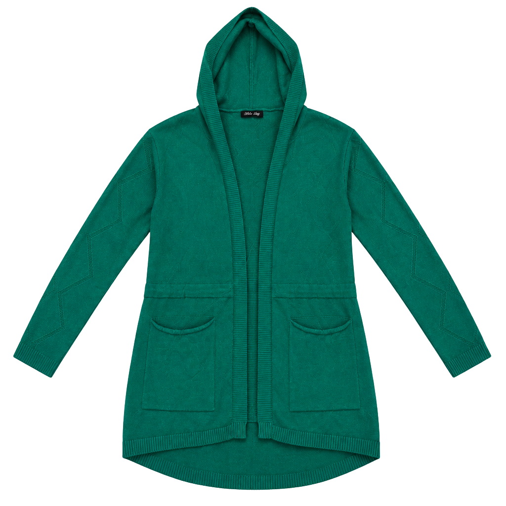 Mio Alfa Green Hooded Cardigan Sweater 1