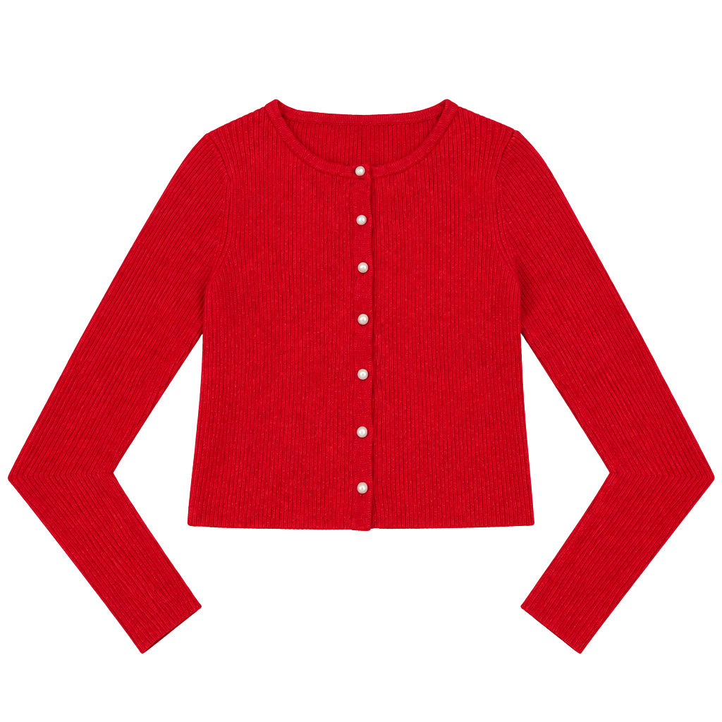 Wild Fable Cardigan Sweater Size XS Red Ribbed Pearl Buttons 1