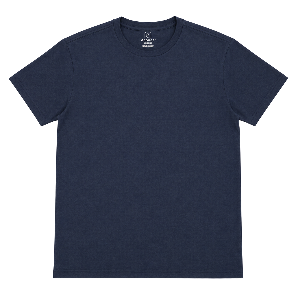 George T-Shirt Size XL (46-48) Navy Blue Crewneck Cotton Short Sleeve 1