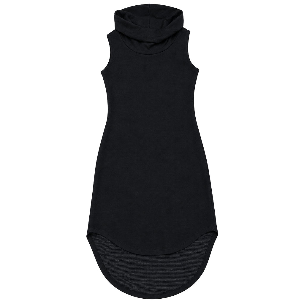 Madison & Berkeley Cowl Neck Dress Size S Black Sleeveless High Low 1