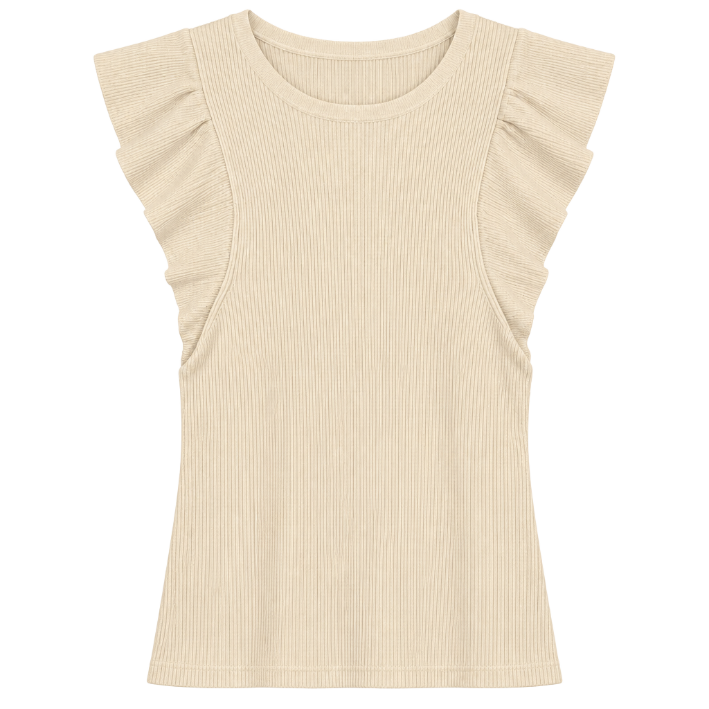 Marie Oliver Rory Top Size S Cream Ribbed Ruffle 1