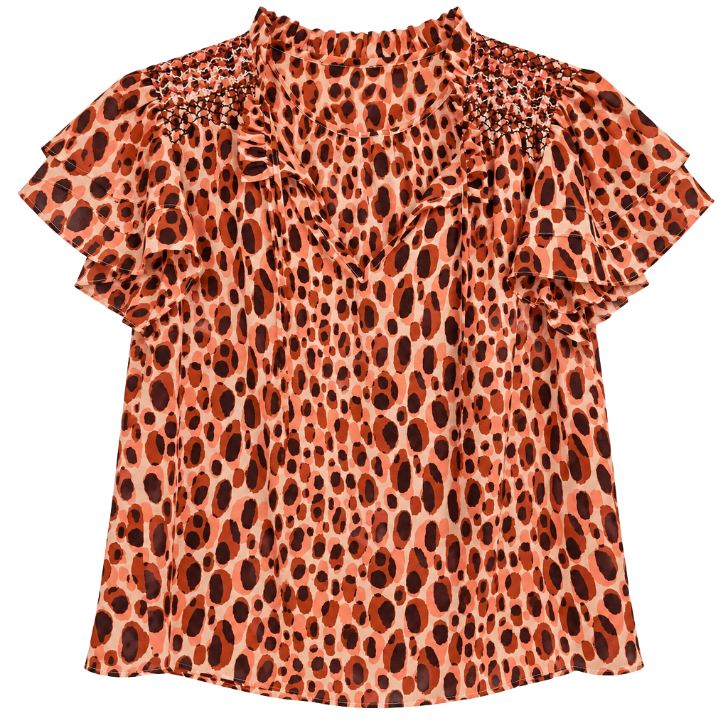 Marie Oliver Silk Blouse Size S Leopard Print Top 1