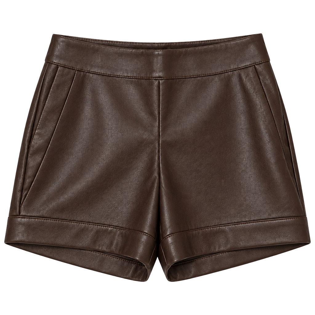 NWT Marie Oliver Brown Leather Shorts Size 4 1