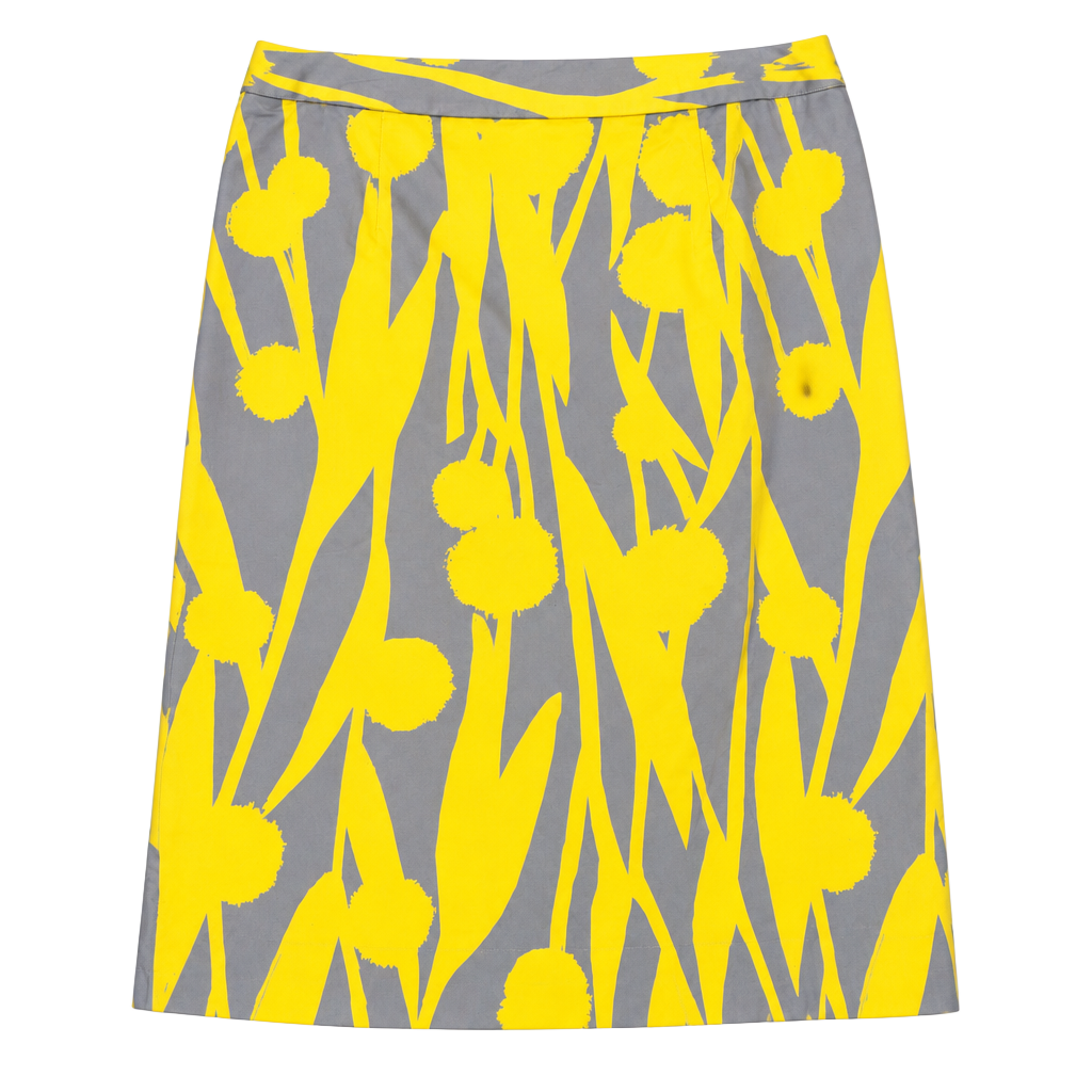 Boden Pencil Skirt Size 6R Yellow Gray Dandelion 1