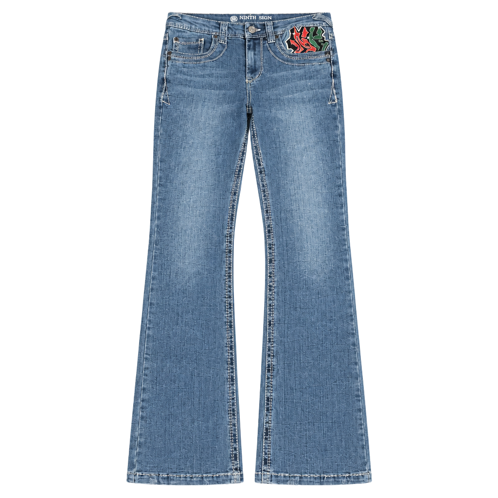 Ninth Hall Jeans Size 30 Embroidered Pocket Y2K Flare Denim 1