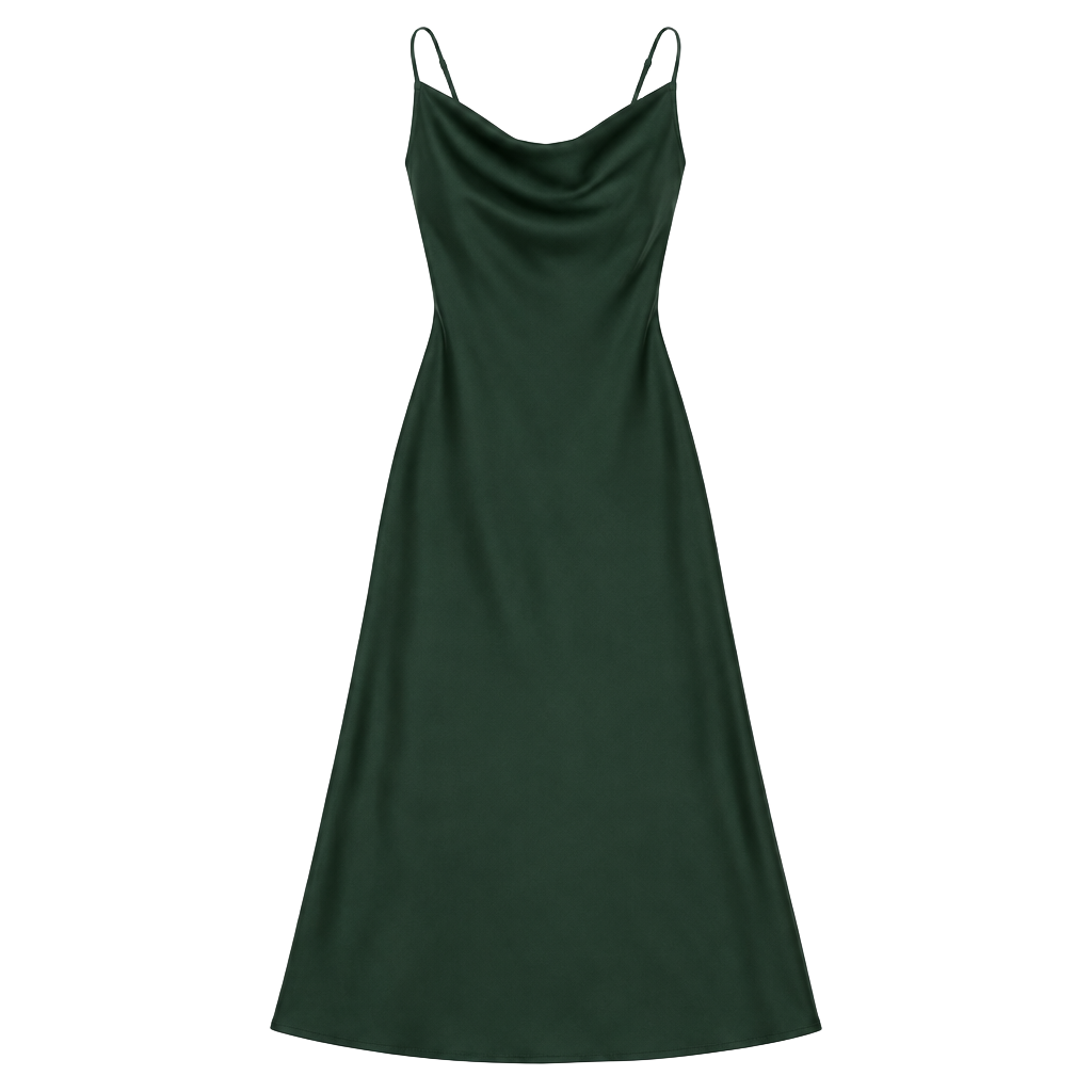 Zara Slip Dress Size M Green Satin Midi 1