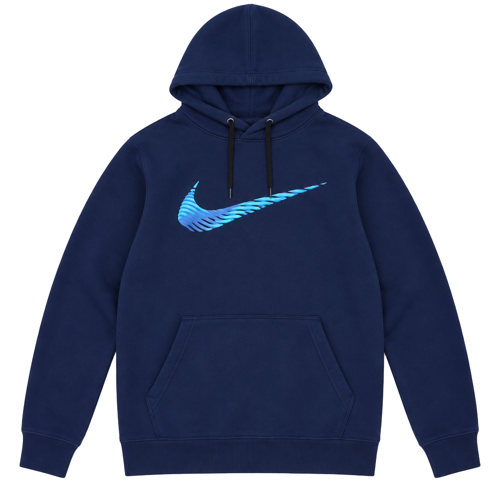 Nike Dri-FIT Pullover Hoodie Size L Blue Graphic Swoosh 1
