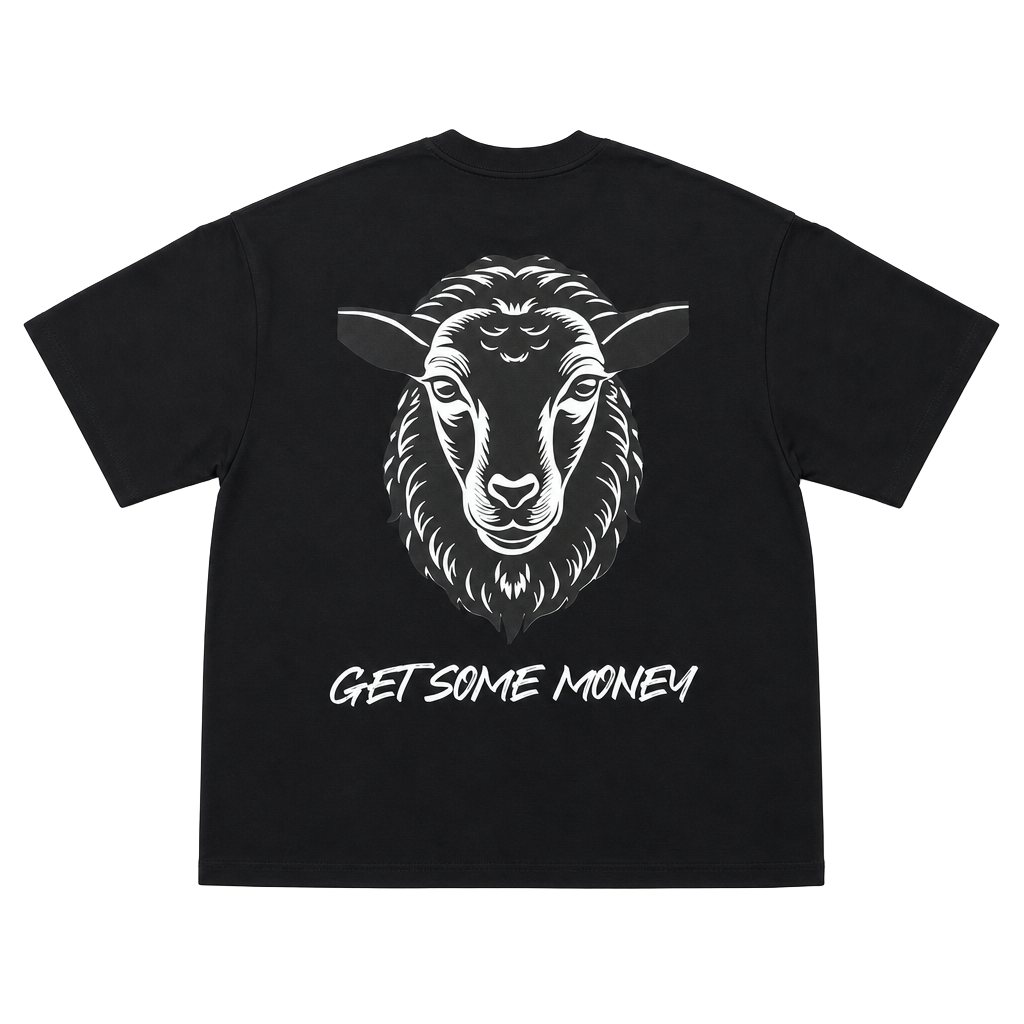 GTB Get Some Money Sheep Graphic Oversized T-Shirt 1