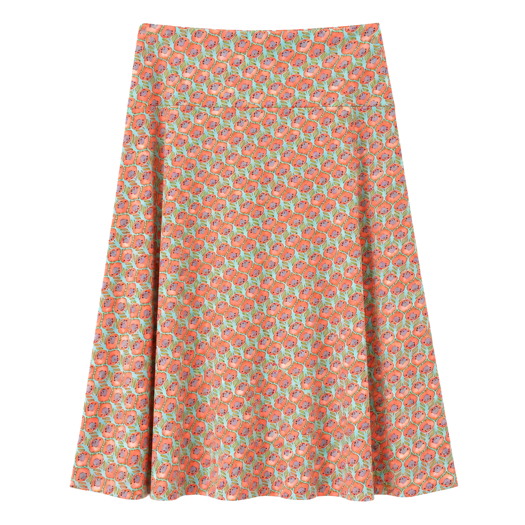 NWT Lularoe Azure Skirt Size L Coral Blue Floral A-Line 1