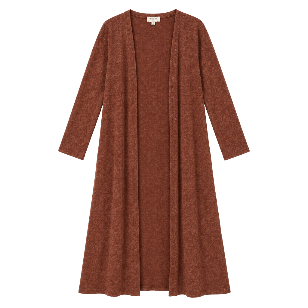 NWT Umgee Open Front Long Duster Cardigan Sz L Brown Knit Sweater 1