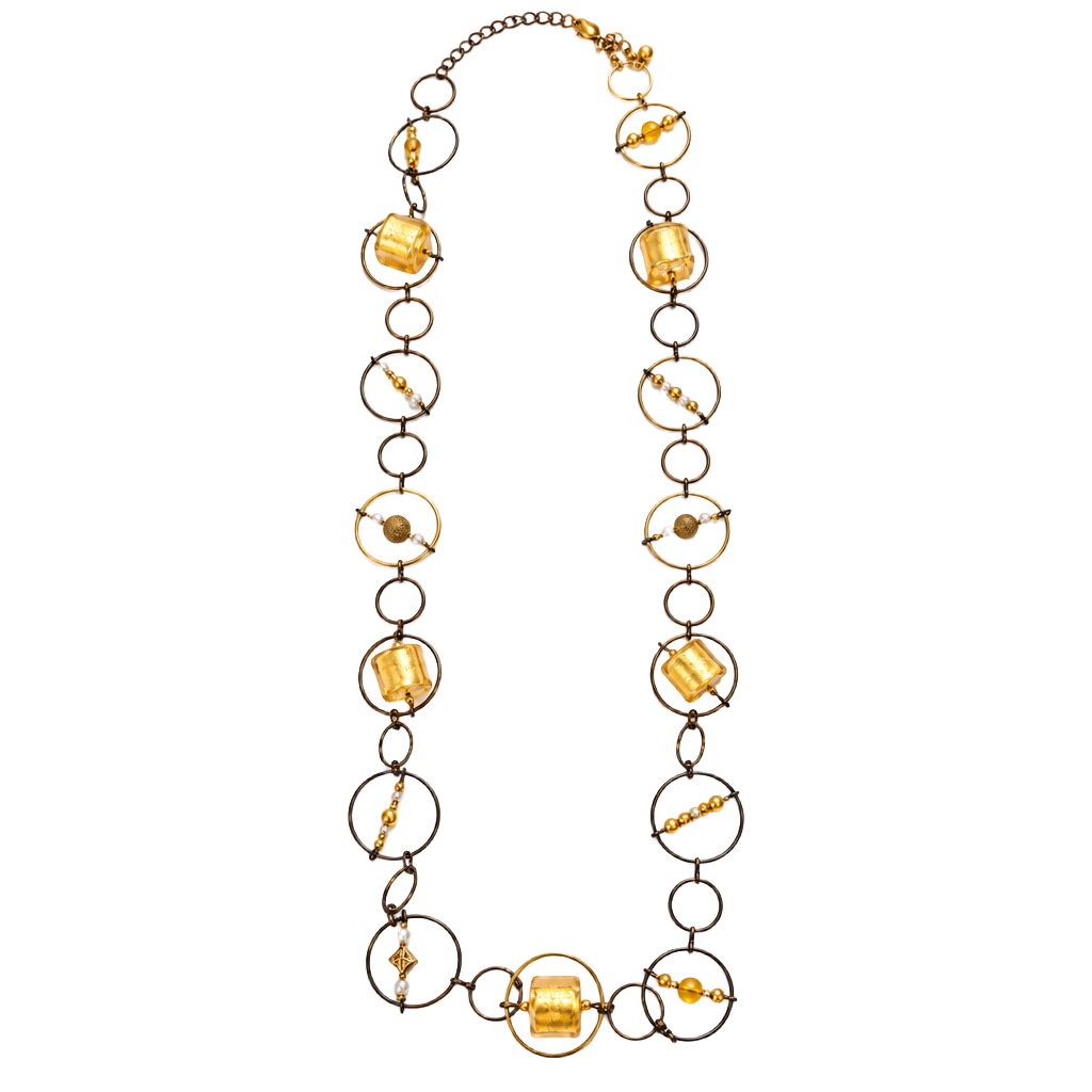 VIntage Handcrafted Mini Vertigo Necklace Gold Brass Bead Link 1
