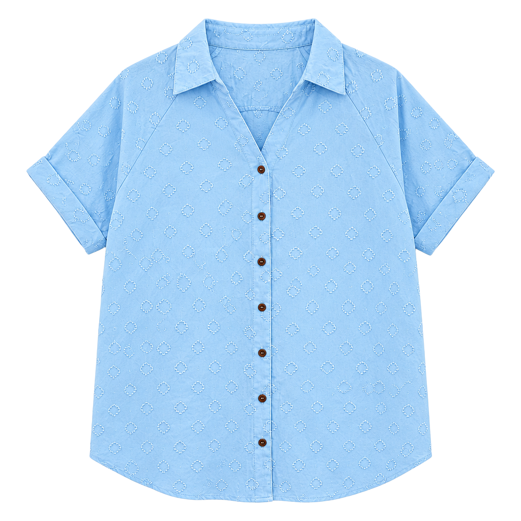 NWT Umgee Boutique Short Sleeve Button Down Shirt Blouse Top Sz L 1
