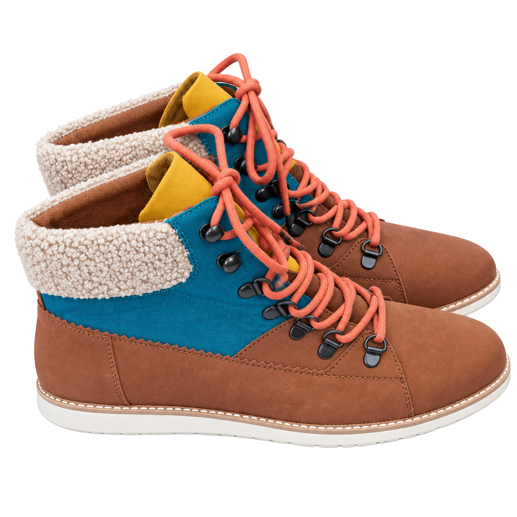 NWOB Toms Mesa Lace Up Leather Ankle Boots Sz 10 Brown Blue w Flaw 1