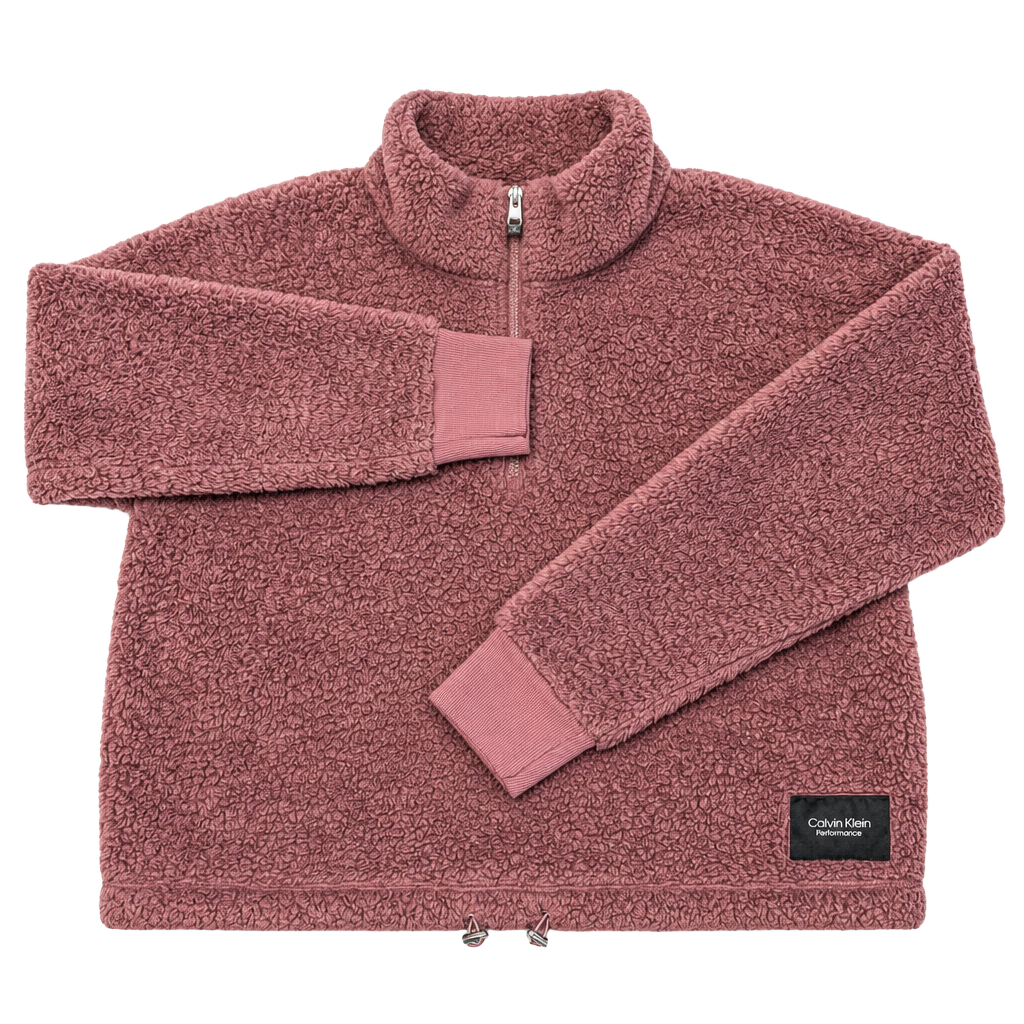 Calvin Klein Performance Fleece Pullover Womens Size M Mauve Cropped 1