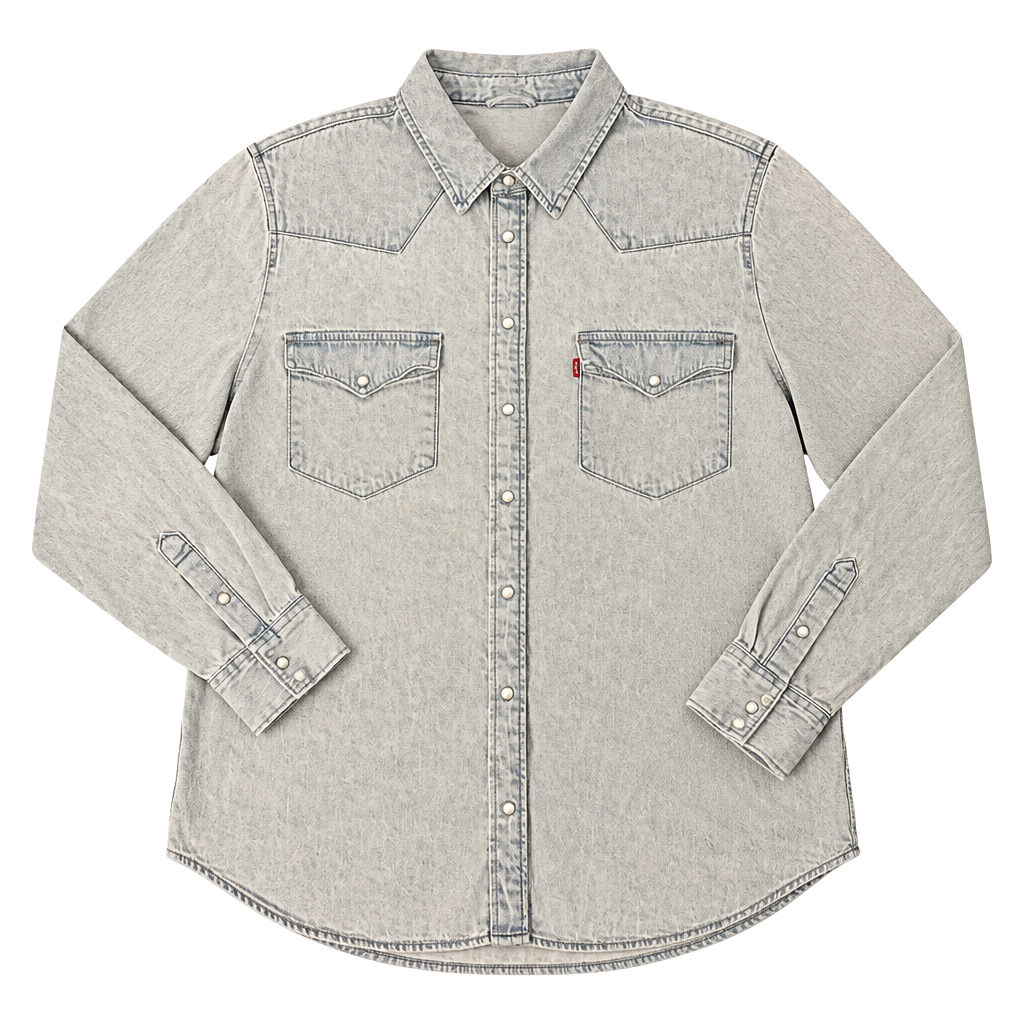 Levi Strauss Womens Light Wash Denim Western Shirt Pearl Snap Size XXL 1