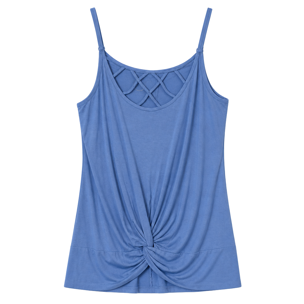 Maurices Light Blue Knot Front Lattice Neck Cami Tank Top Size S 1