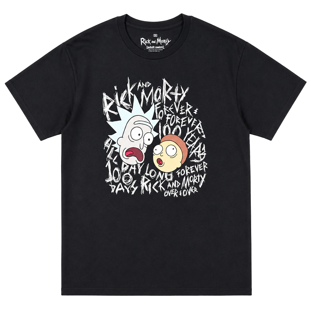 Rick & Morty Adult New T-Shirt - Head 100 Days 100 Years Forever Pic Scratchy 1