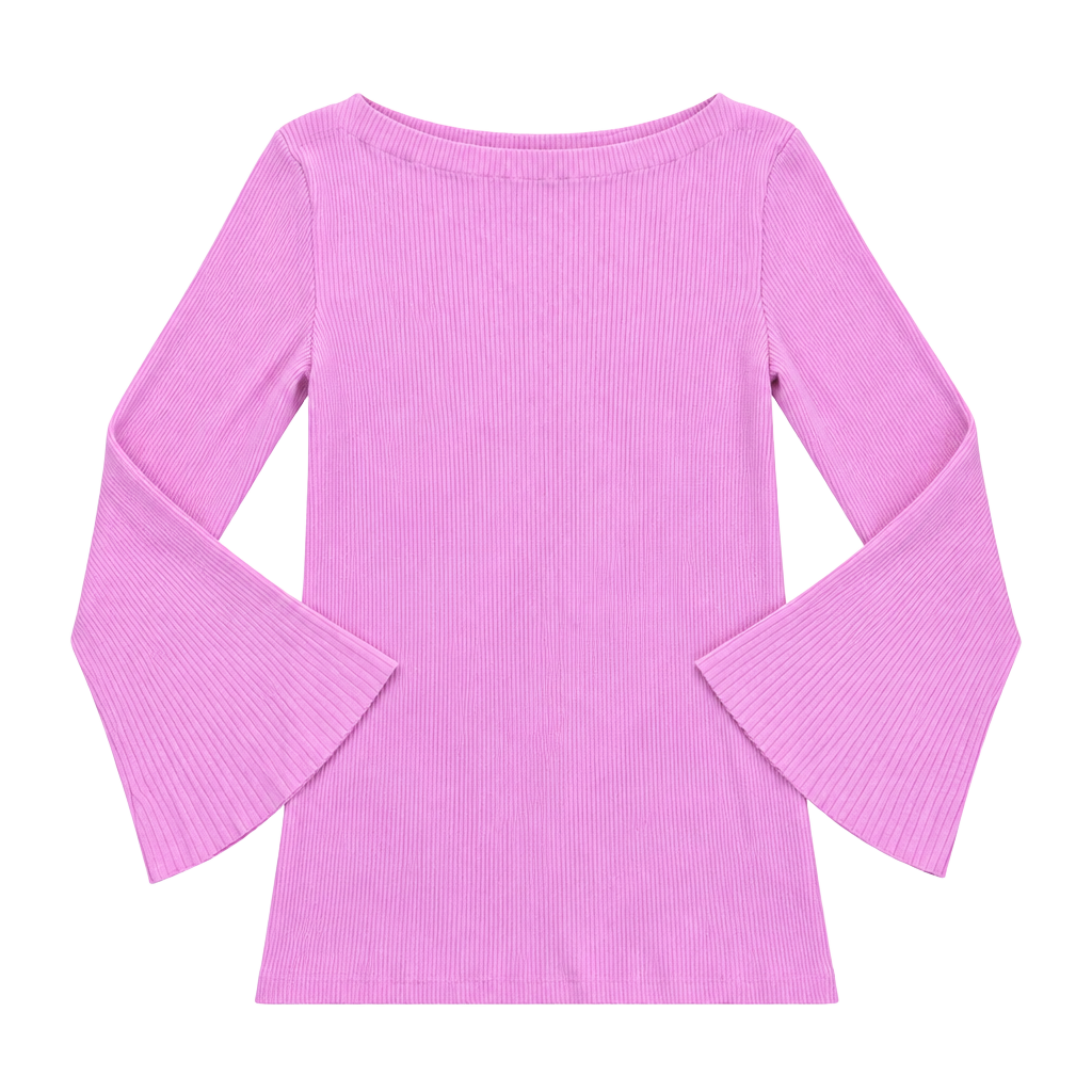 Boston Proper Ribbed Bell Sleeve Top Size XL Pink 1