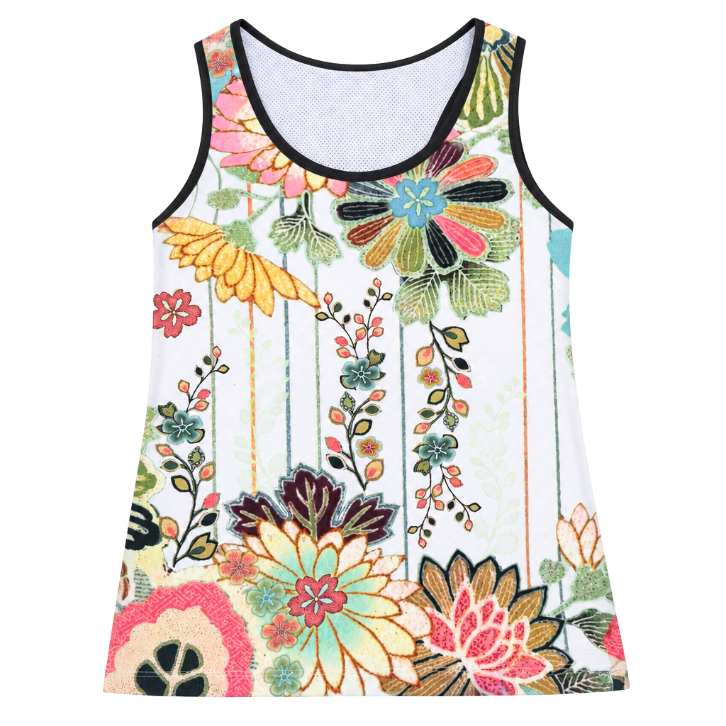 Athleta Floral Tank Top White Multi Colorful Boho Racerback 1
