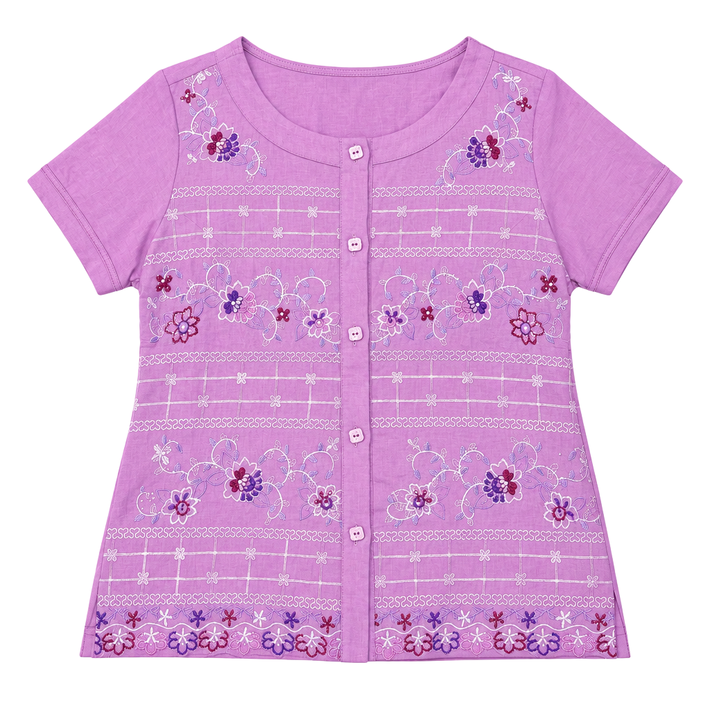 SPIKE Collection Floral Embroidered Button-Down Blouse Size 42 1