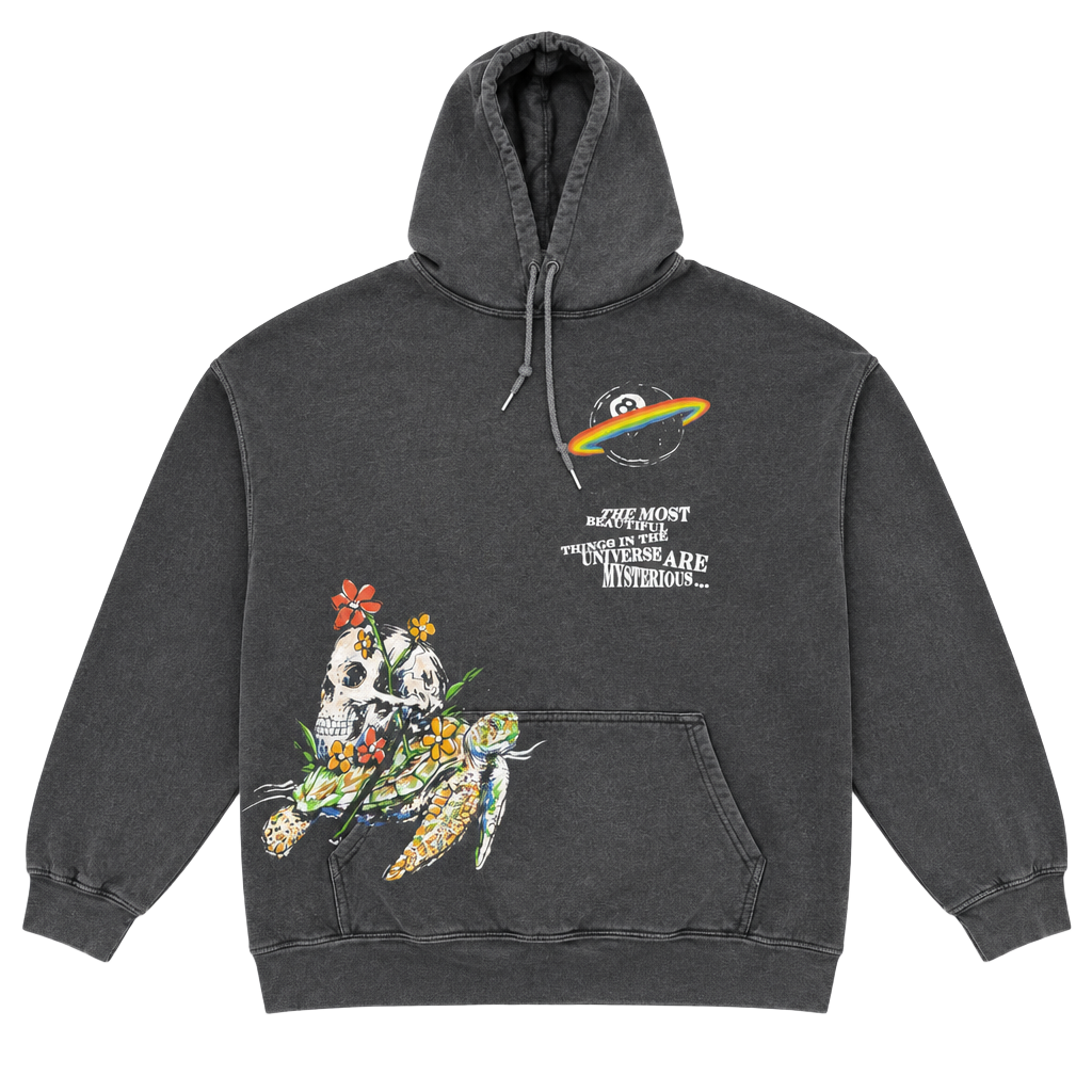 Bittersweet Skull Turtle Universe Hoodie Mineral Wash Black 1