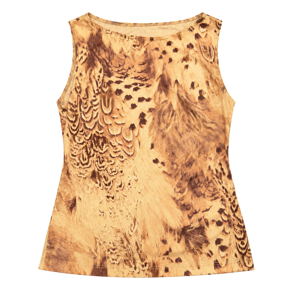 Together USA Tank Top Size M/M Brown Animal Feather Print Sleeveless Y2K 1