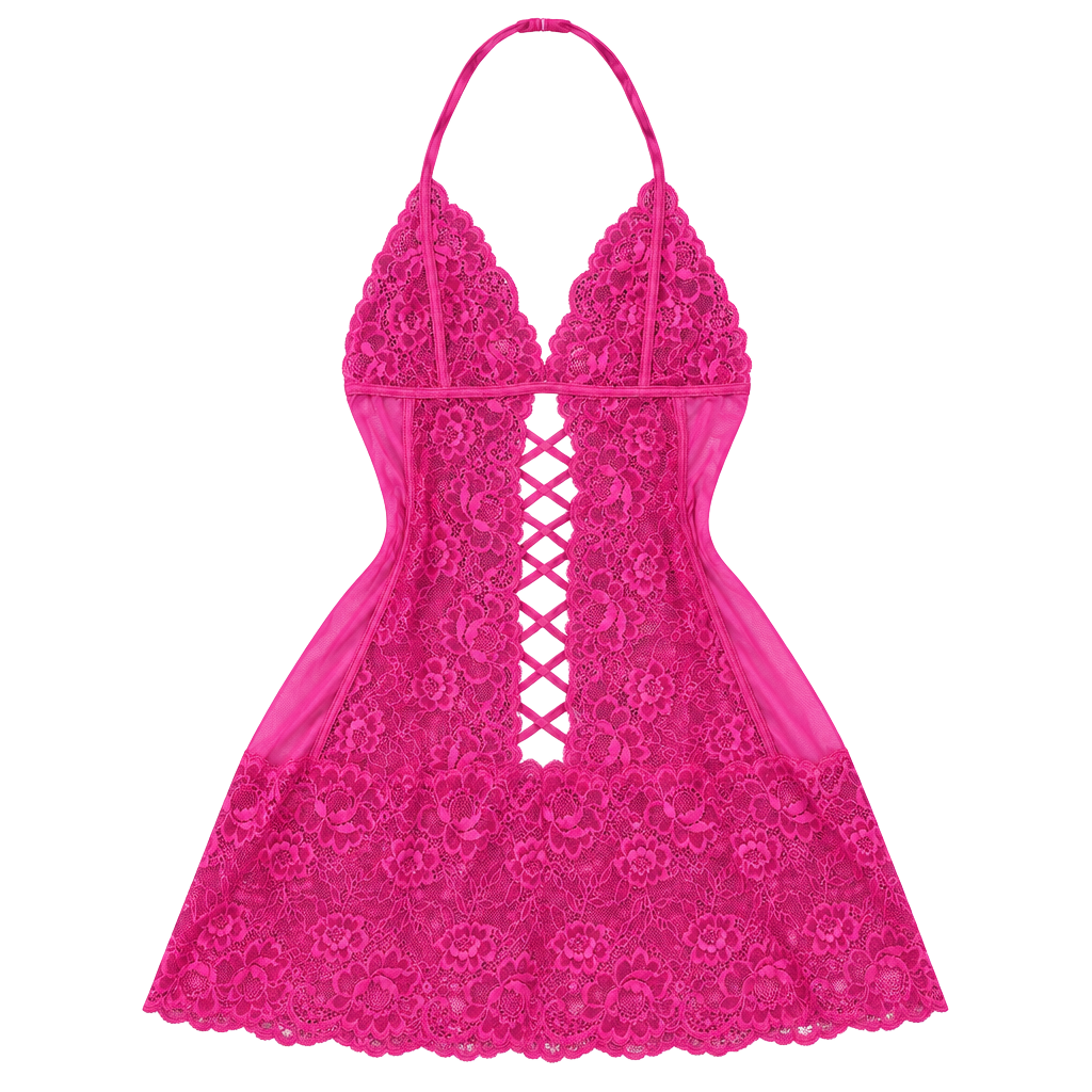 Seduction by Frederick's of Hollywood Chemise Size L Pink Lace Lingerie 1