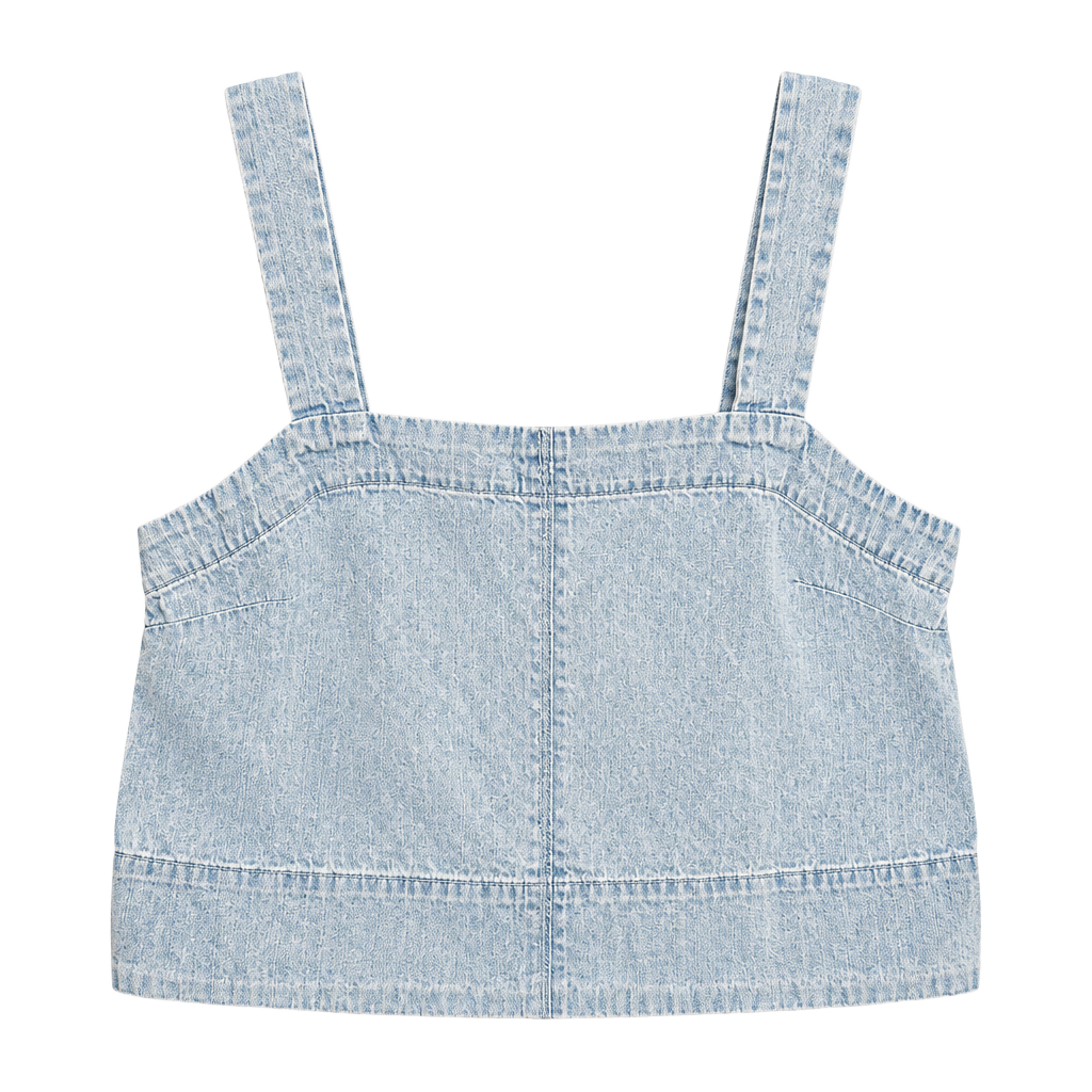 Banana Republic SL Boxy Topstitch Tank Top Size M Light Wash Denim 003-174 1