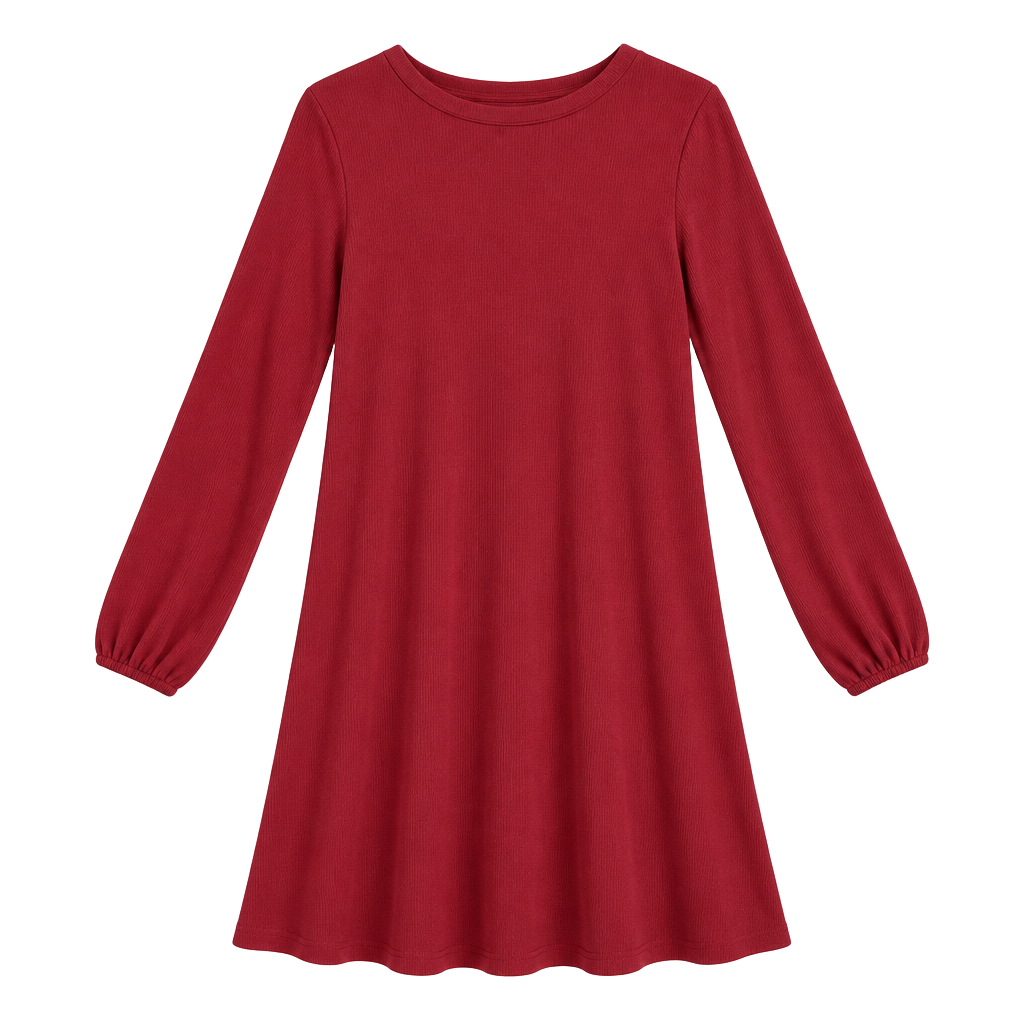 SO Long Sleeve Ribbed Knit Dress Size XS Burgundy 003-169 1