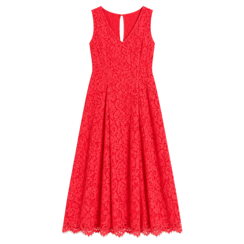 Seen Worn Kept Mellie Lace dress Red /pink Sleeveless Midi Anthropologie 003-166 1