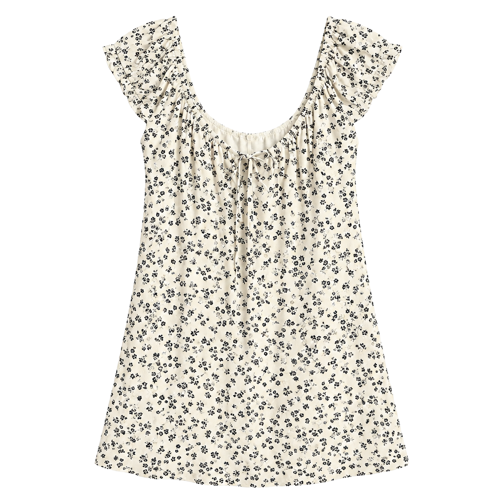 Pink Lily Roadside Daisies Dress Size S White Black Floral Mini 003-168 1