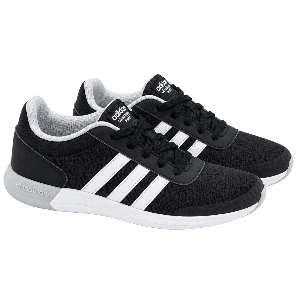 Adidas Cloudfoam Race Size 7 Black White Sneakers 1