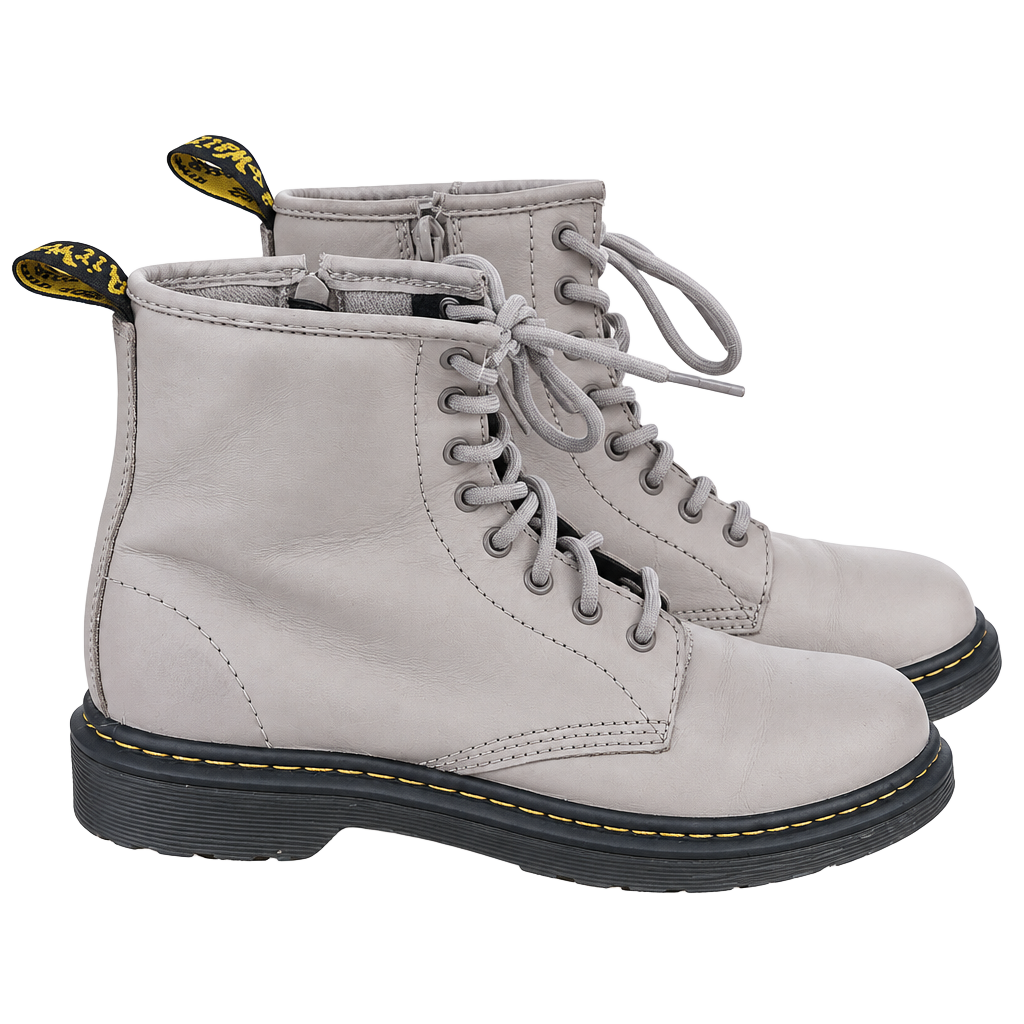 Dr. Martens Zavala Combat Boots Size 3 US Taupe Leather Side Zip 1
