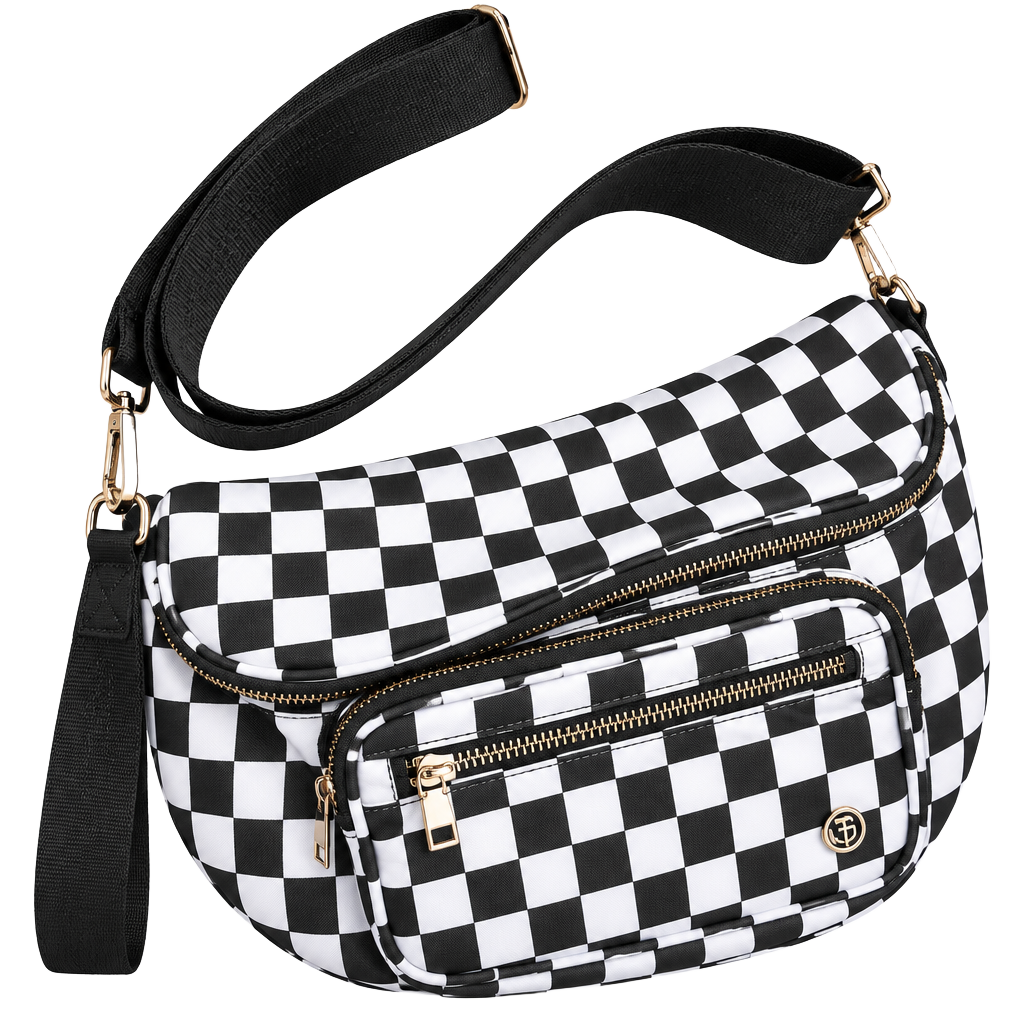 Luxury Checkered Crossbody Bag,Spacious Bum Bags for Women Nylon Crossbody Fanny Pack 1
