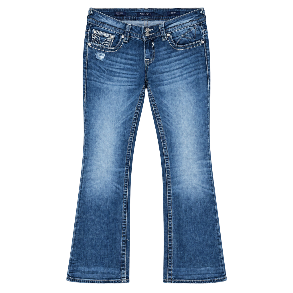 Vigoss The New York Bootcut Jeans Size 11/12 Blue Embellished 1