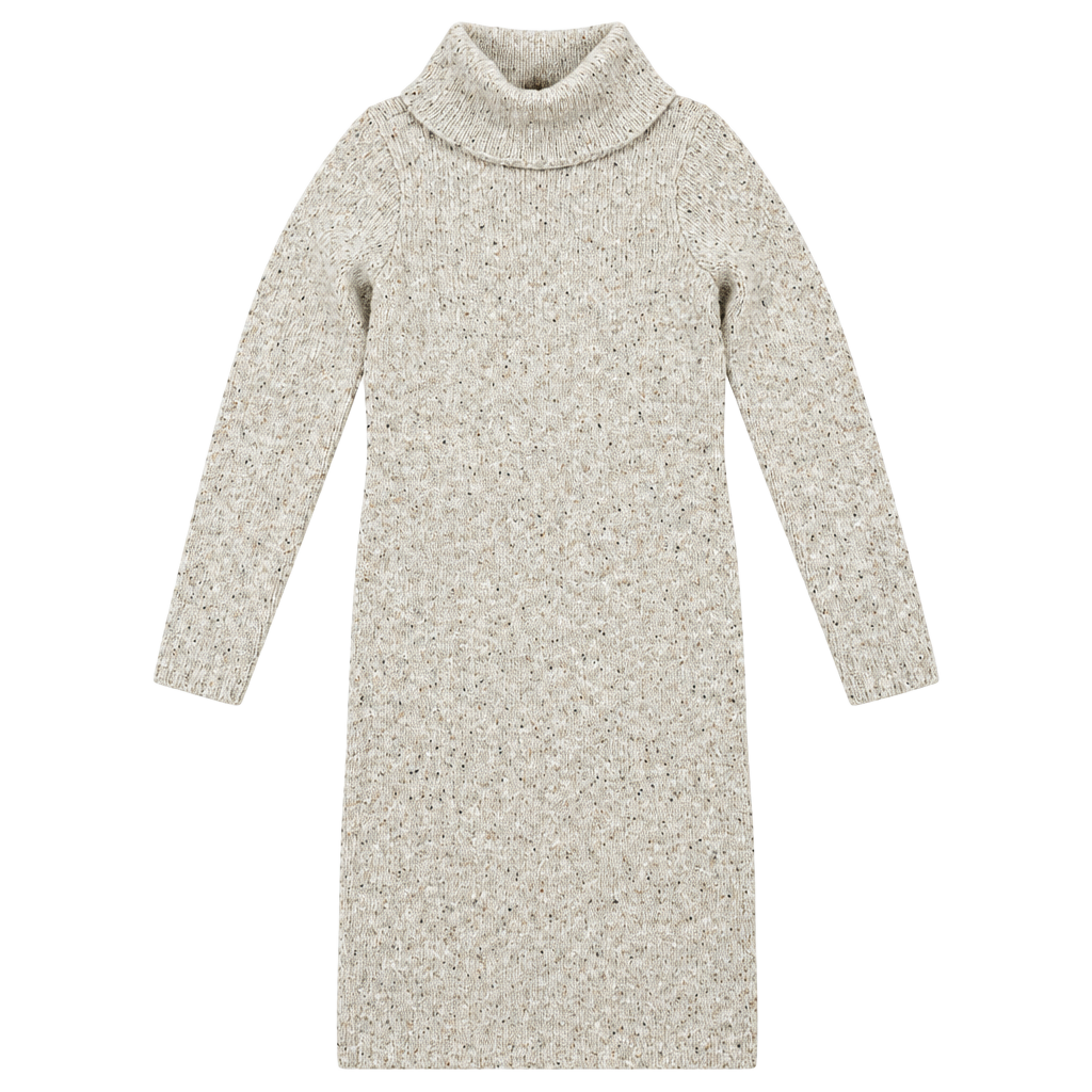 Ralph Lauren Turtleneck Sweater Dress Size PS Neutral Donegal Wool Fall Brown 1