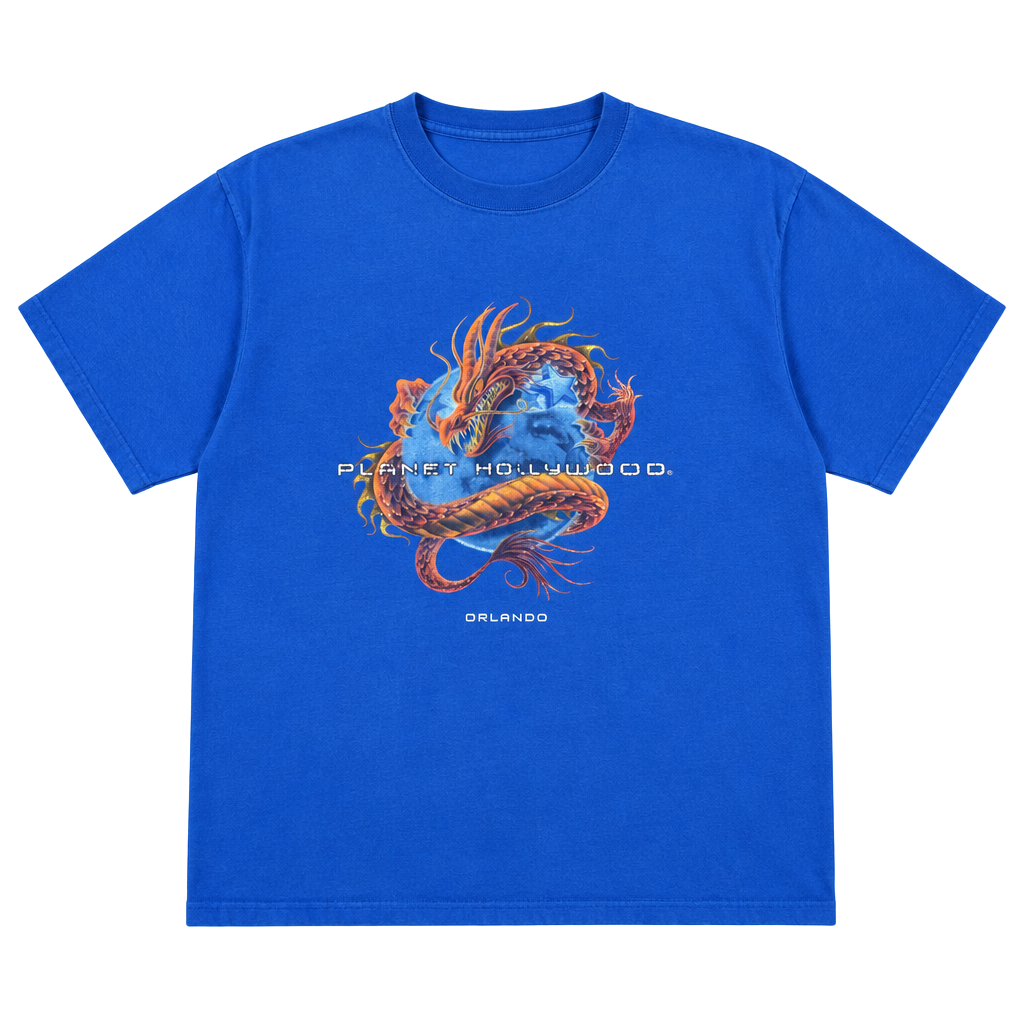 Planet Hollywood Orlando Dragon T-Shirt Blue 1998 Vintage 1