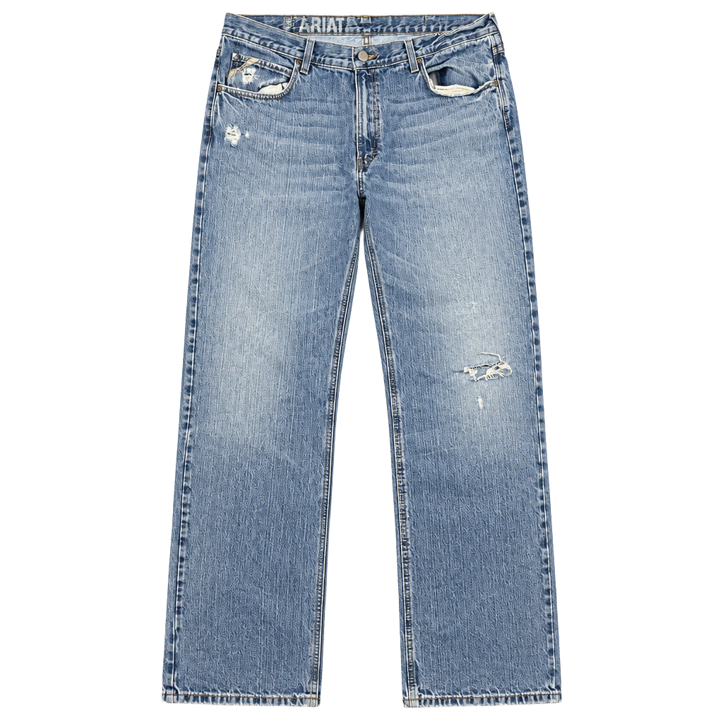 Ariat M4 Low Boot 38x36 Distressed Jeans Light Wash 1