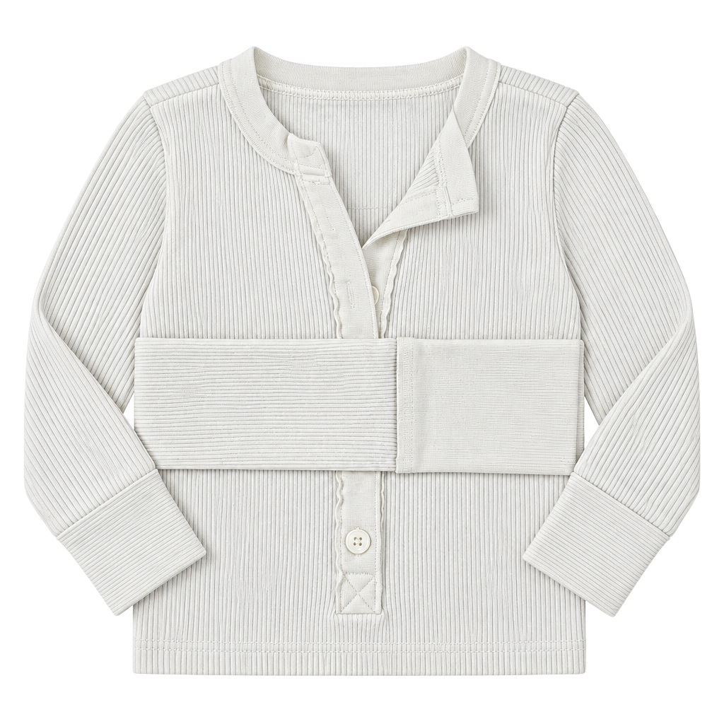 Aerie Thermal Henley Long Sleeve Top XS White Ribbed Button 1