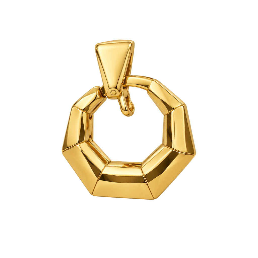 Monet Vintage Gold Tone Hexagon Geometric Clip On Earrings 1