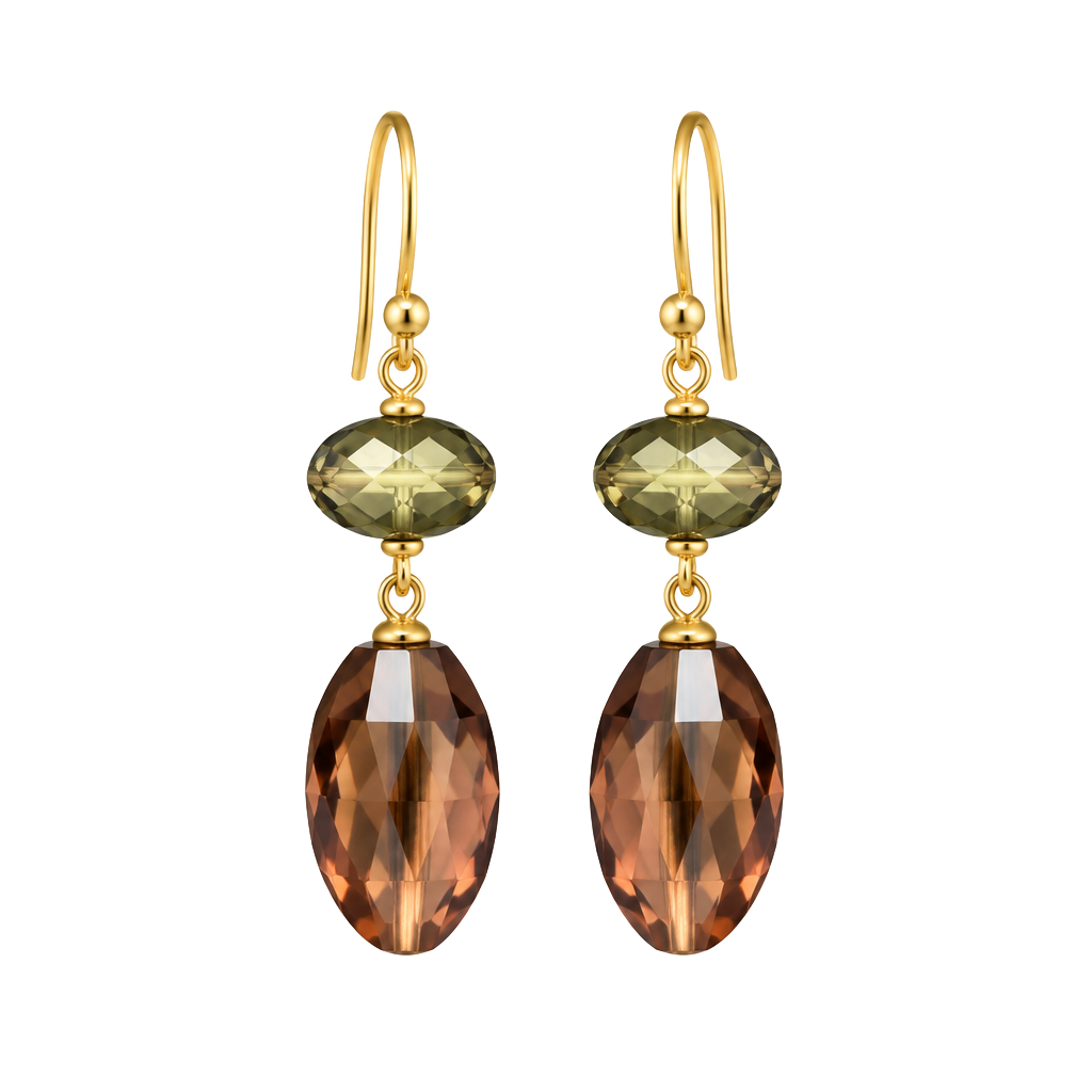 Vintage Style Brown Glass Beaded Dangle Earrings Antique Bronze 1