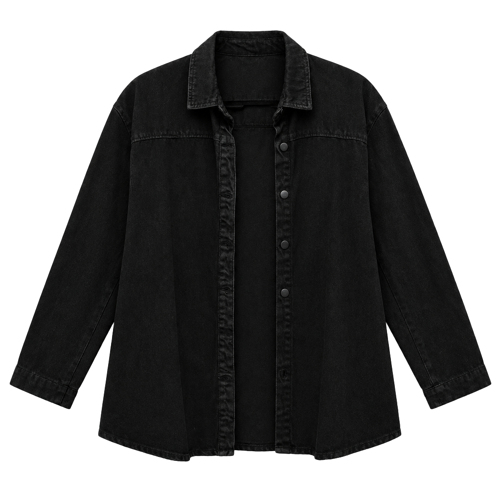 Nasty Gal Black Denim Oversized Shirt US 8 1