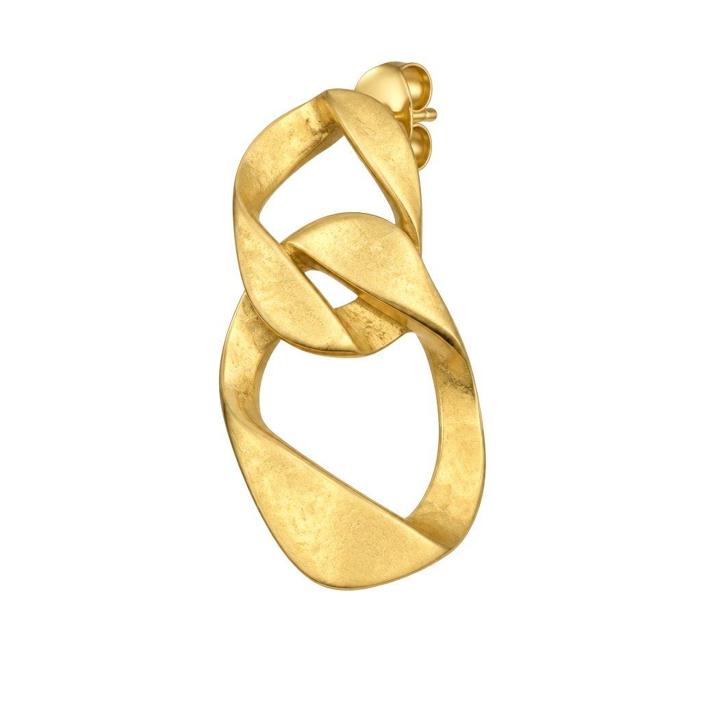 Perris Gold Tone Link Pierced Earrings Brushed Metal Abstract Dangle 1