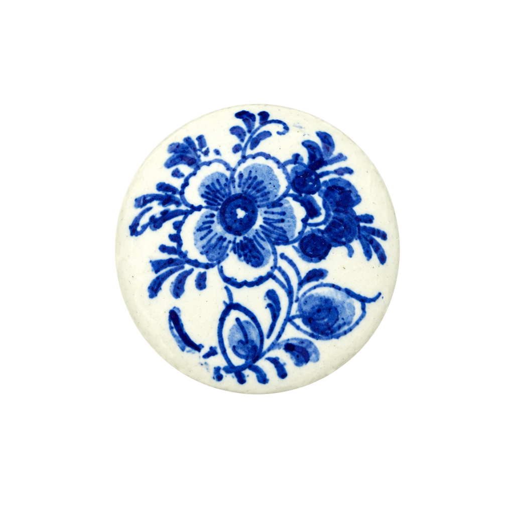 Delft Blue Floral Porcelain Brooch Holland 1