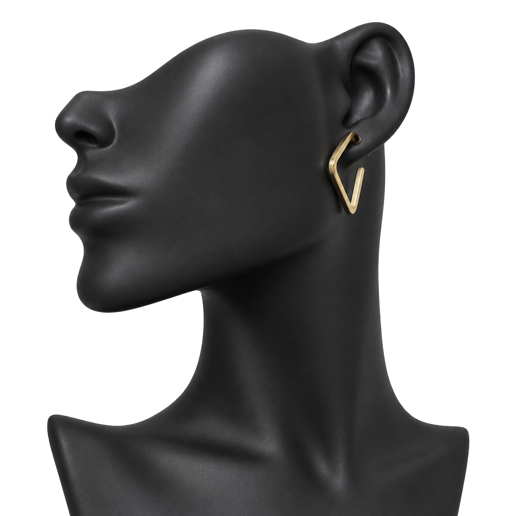 Gold Minimalist Triangle Hoop Earrings 1
